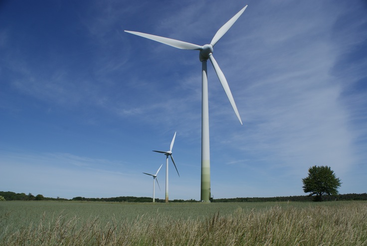 Das Bild zeigt Windenergieanlagen zwischen Lüneburg und Embsen