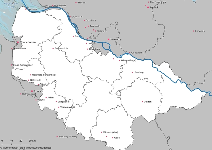 Karten vom Verlauf der Elbe im Amtsbezirk Lüneburg