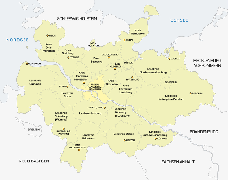 Karte der Metropolregion Hamburg