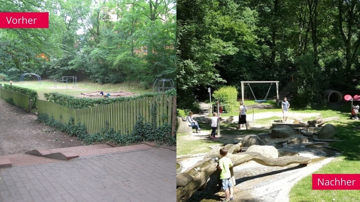 Vorher-Nachher-Bilder von einem Spielplatz in Zeven