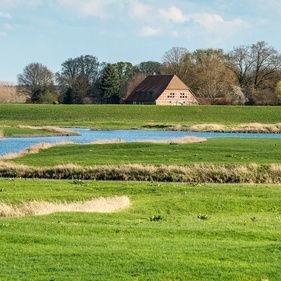 Gehöft im Tal der Elbe in Niedersachsen