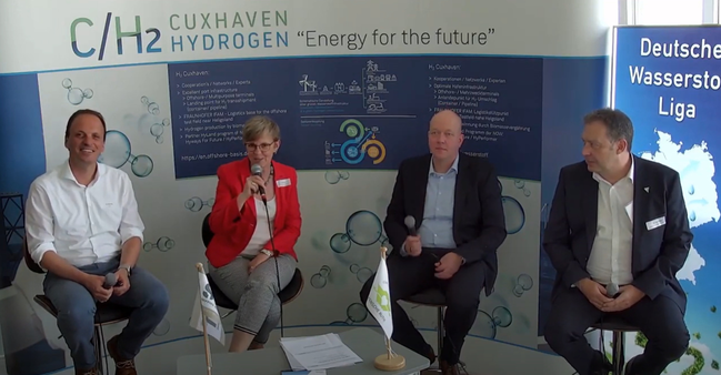Monika Scherf mit drei Experten beim Wasserstoff-Talk